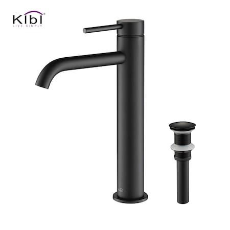 Kibi Circular Single Handle Bathroom Vessel Sink Faucet with Pop Up Drain C-KBF1009MB-KPW101MB